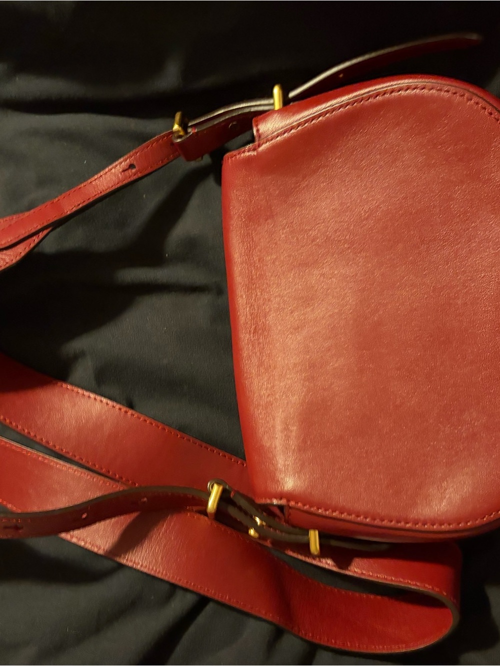 Ralph Lauren Red Leather Saddle Crossbody Bag - Picture 6 of 6